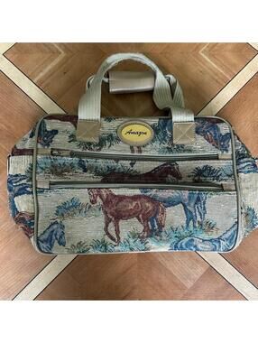 Vintage horse tapestry handbag equestrian horse girl western cowgirl